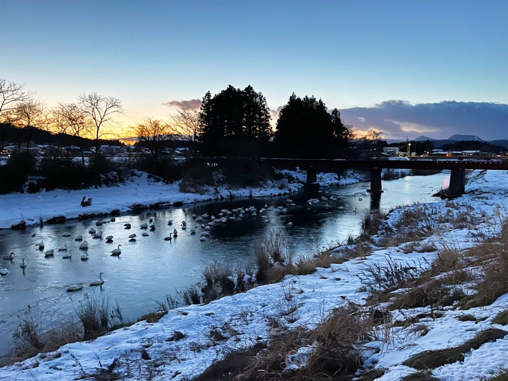 三迫川の夕暮れの様子