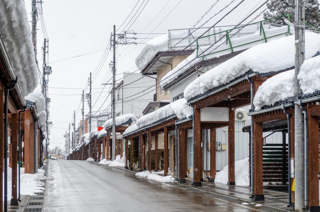 積雪した町
