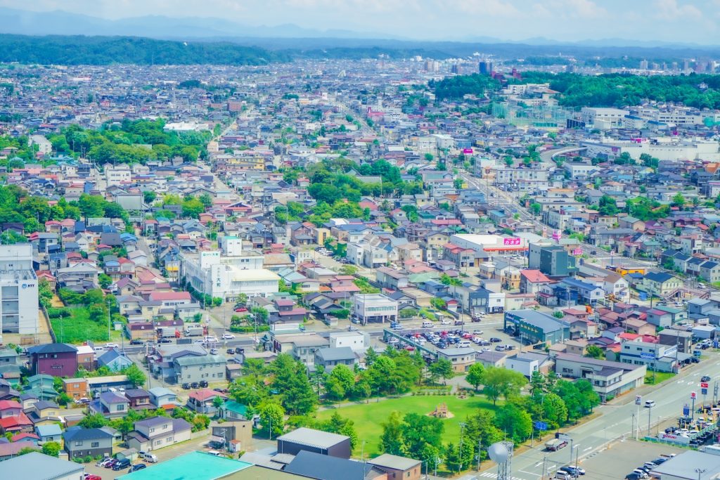 セリオン(秋田市ポートタワー)からの風景の様子