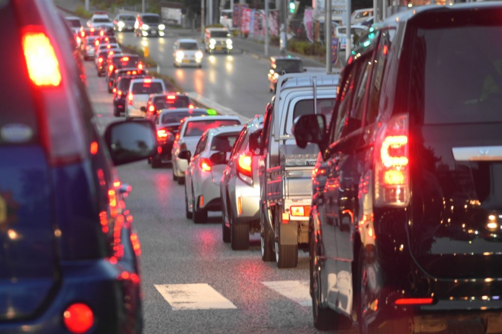 尾張旭市の夕方の渋滞の様子