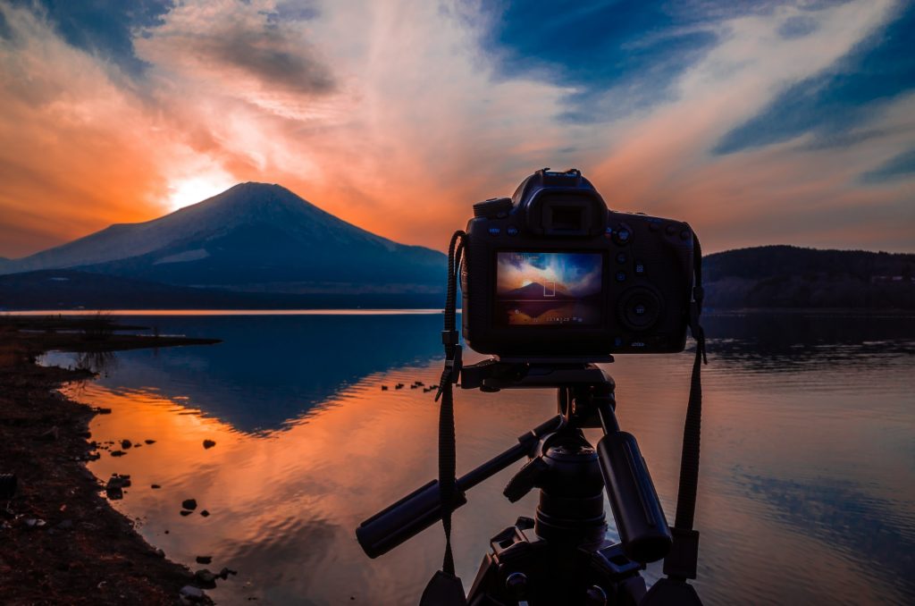 夕景の富士撮影風景の様子