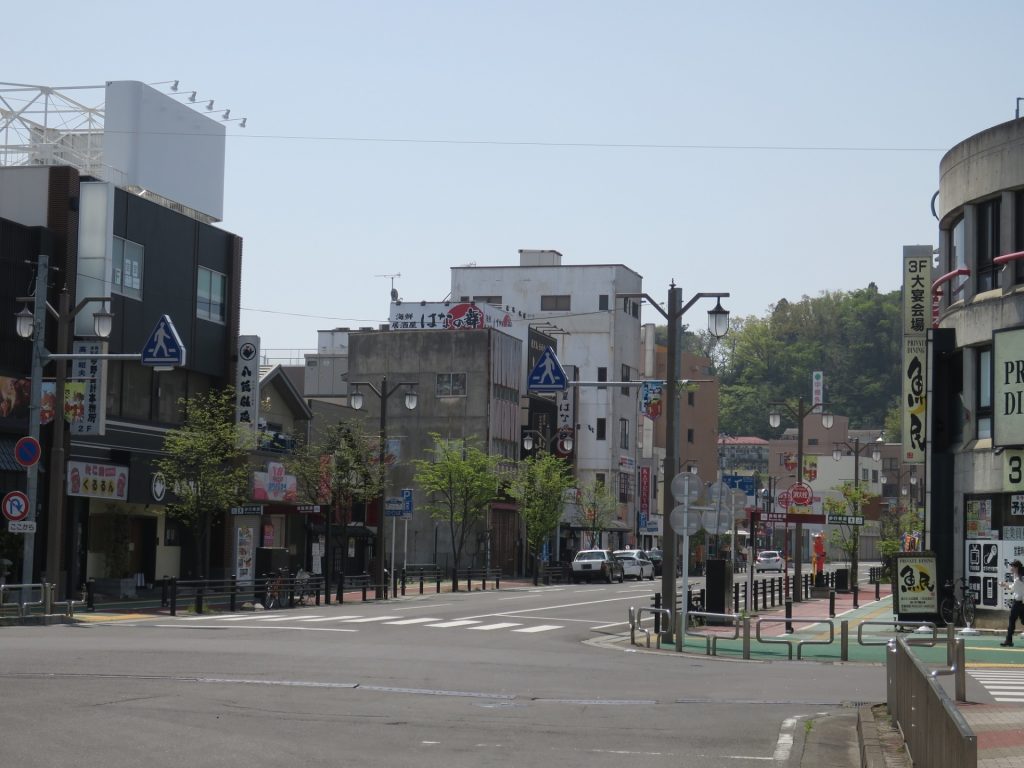 石巻市の中心街の街並みの様子