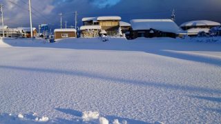 雪に埋もれる民家
