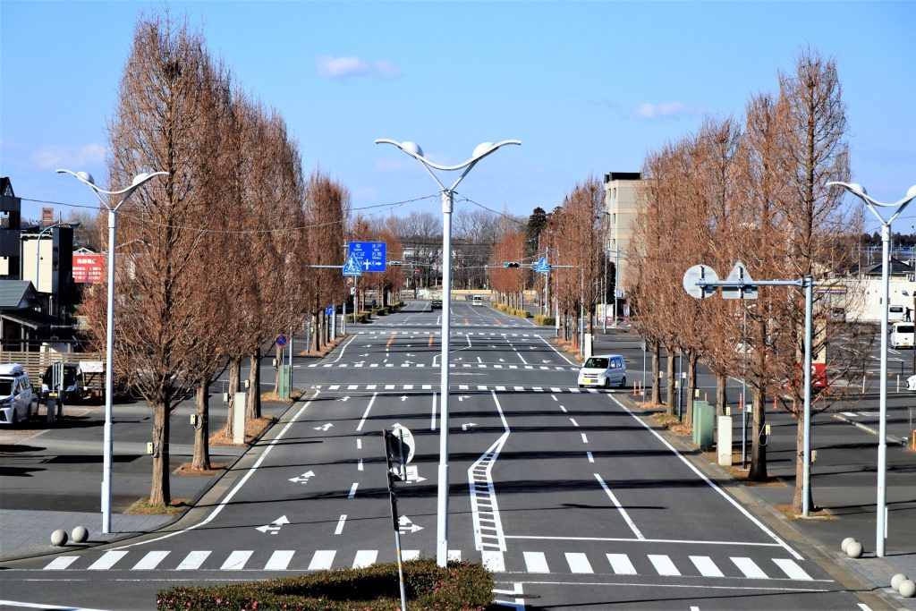 ひたち野うしく駅西口駅前風景の様子