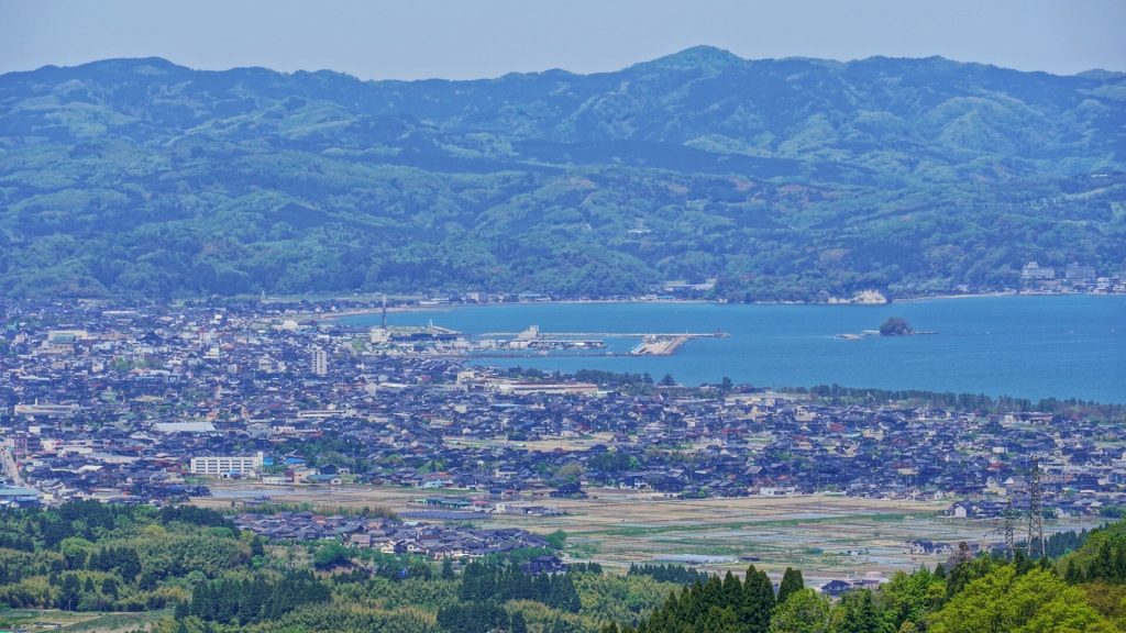 富山　二上山　城山からの氷見の町並みの様子