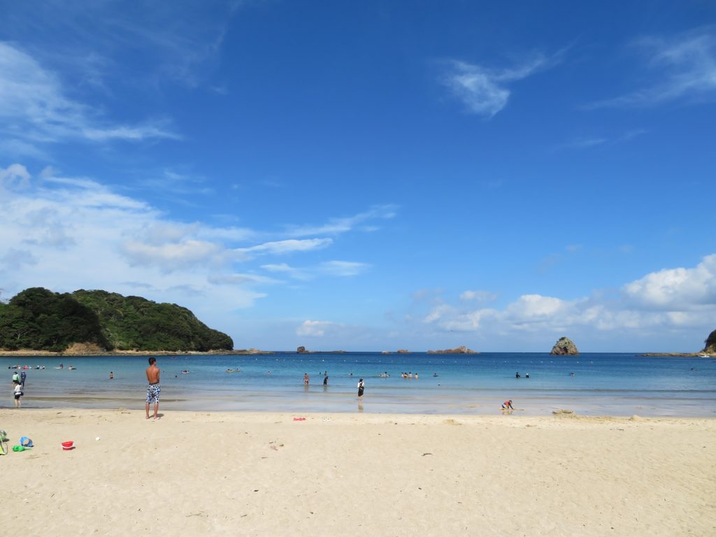 伊豆の海水浴場の様子