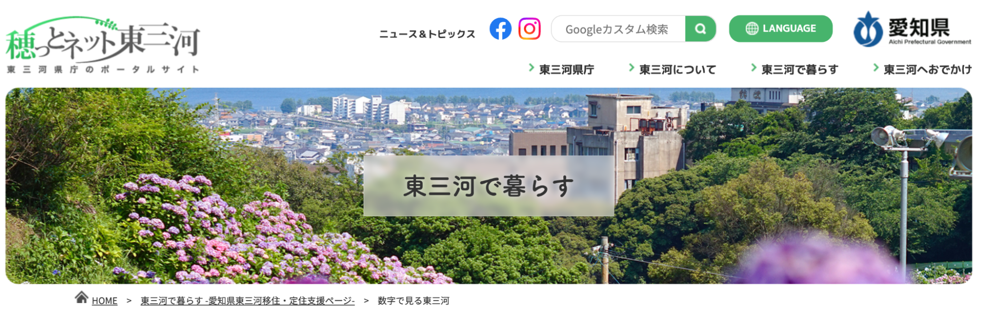 豊橋市の情報のサイトの様子